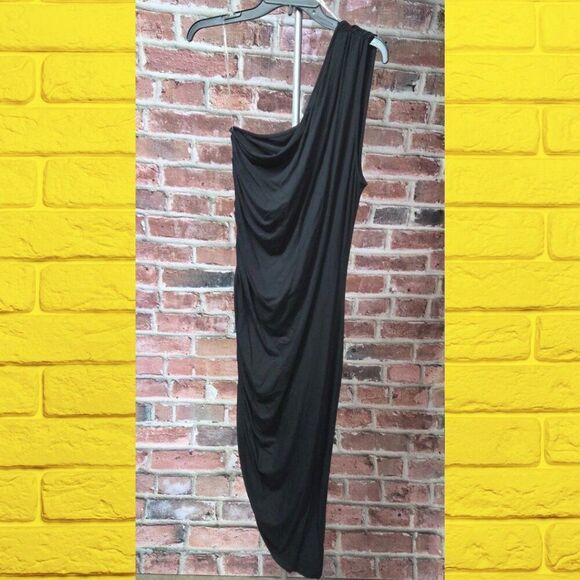 A New Day Bodycon Ruched Midi Dress – Women’s Size Large – Black – One-Shoulder - Picture 1 of 7